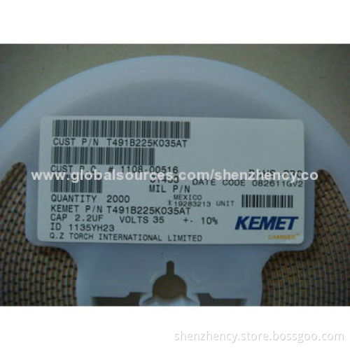 KEMET Tantalum Capacitors, T491B225K035AT, 2.2UF 35V 10% 1411, A Case